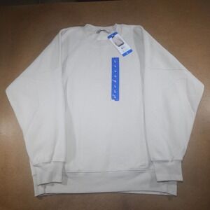 Tuff Athletics Womens Sweatshirt Fleece Crew Neck Pullover Matte Pearl Large New